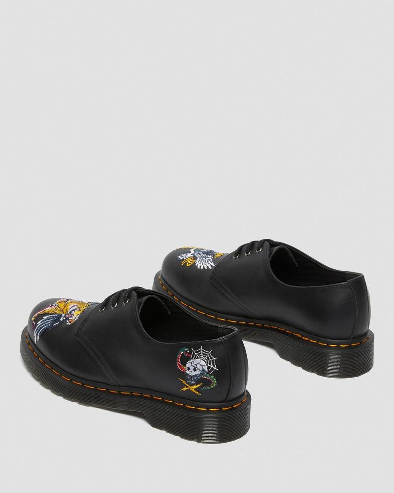 Dr Martens 1461 Souvenir Embroidered Leren Oxford Schoenen Dames Zwart | NL 421ILH